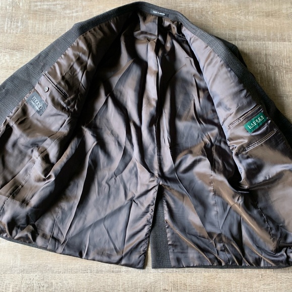 Lauren Ralph Lauren Mens Sport Coat 46R Classic 100% Wool Plaid 2 Button Blazer - Picture 6 of 13